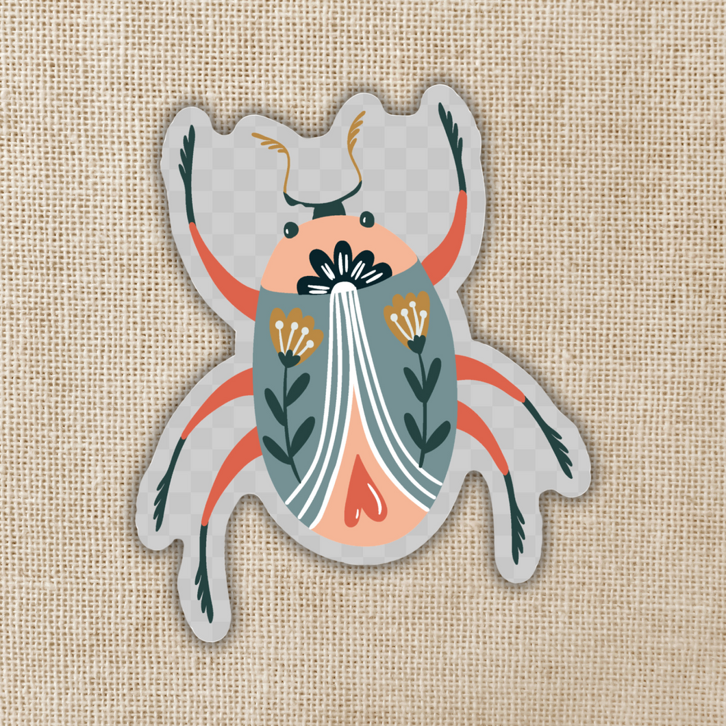 Floral Beetle Clear Sticker