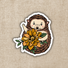 Load image into Gallery viewer, Hedgehog with Fall Flower Sticker
