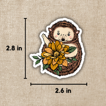 Load image into Gallery viewer, Hedgehog with Fall Flower Sticker
