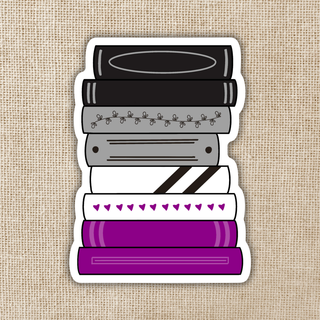 Asexual Pride Book Stack Flag Sticker