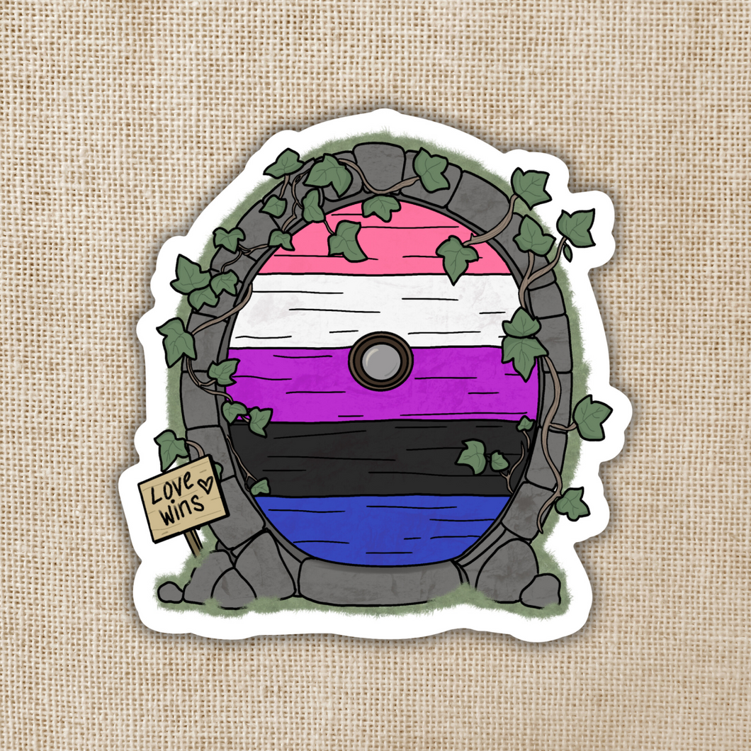 Gender Fluid Pride Fairy Door Sticker