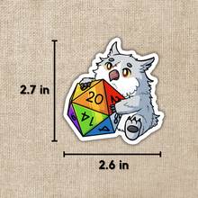 Load image into Gallery viewer, Owl Bear with Rainbow D20 Sticker
