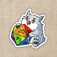 Load image into Gallery viewer, Owl Bear with Rainbow D20 Sticker
