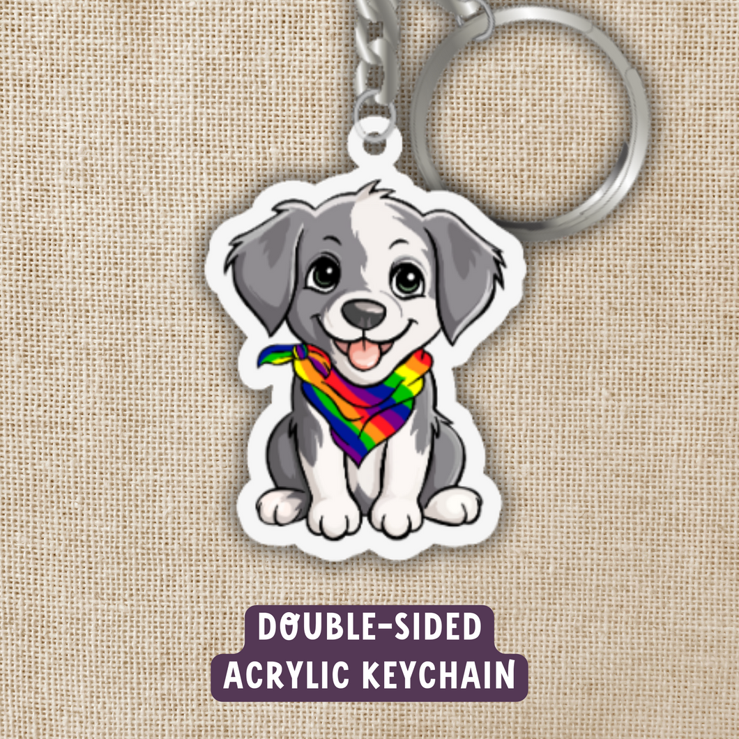 Pride Puppy Keychain