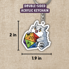 Load image into Gallery viewer, Owlbear with Rainbow D20 Keychain
