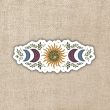 Load image into Gallery viewer, Floral Sun and Moon Phase Sticker
