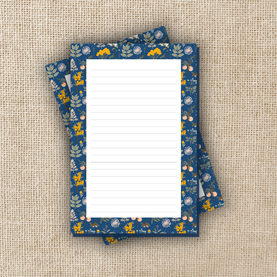 Fall Floral Blue Notepad - 4x6