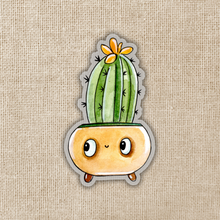 Load image into Gallery viewer, Cute Cactus in Yellow Pot Clear Sticker
