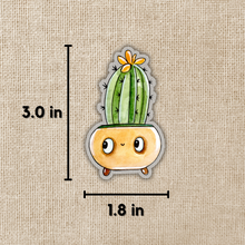 Load image into Gallery viewer, Cute Cactus in Yellow Pot Clear Sticker
