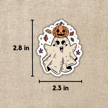 Load image into Gallery viewer, Cute Ghost With Pumpkin Sticker
