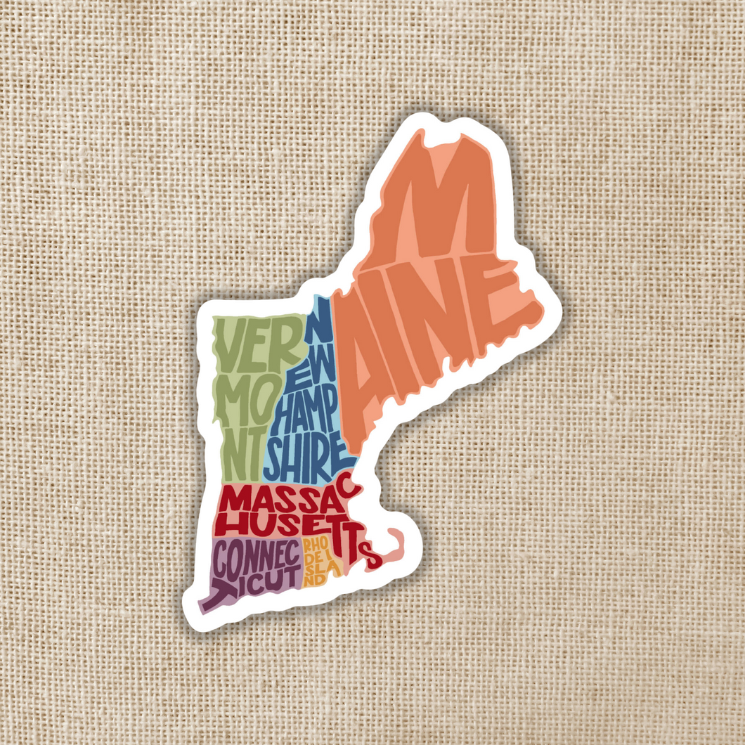 New England Lettered Map Sticker
