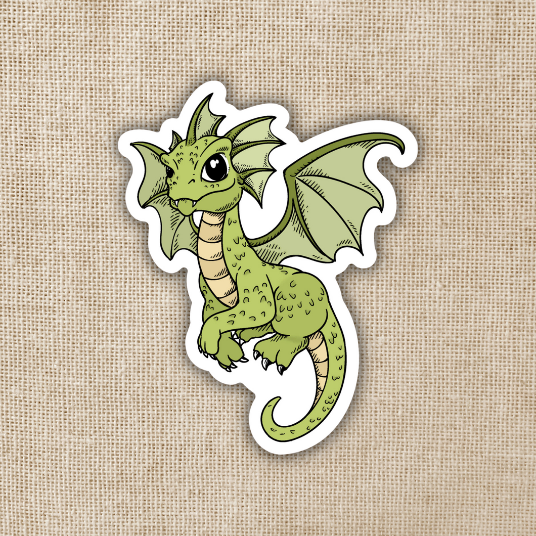 Young Green Flying Dragon Sticker