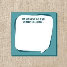 Load image into Gallery viewer, To Discuss At Our Money Meeting Sticky Notes
