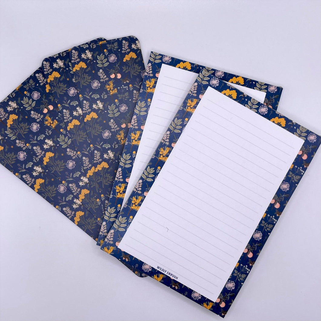 Fall Floral Blue Notepad - 4x6