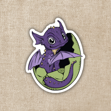 Load image into Gallery viewer, Purple Hatching Baby Dragon Sticker
