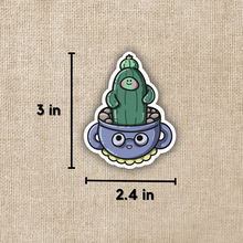 Load image into Gallery viewer, Happy Cactus in Pot with Glasses Sticker
