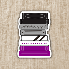 Load image into Gallery viewer, Asexual Pride Book Stack Flag Sticker
