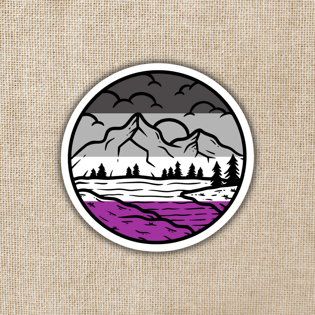 Asexual Pride Mountainscape Flag Sticker