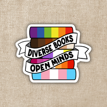 Load image into Gallery viewer, Diverse Books Open Minds Sticker
