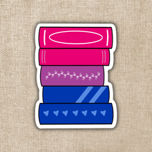 Load image into Gallery viewer, Bisexual Pride Book Stack Flag Sticker
