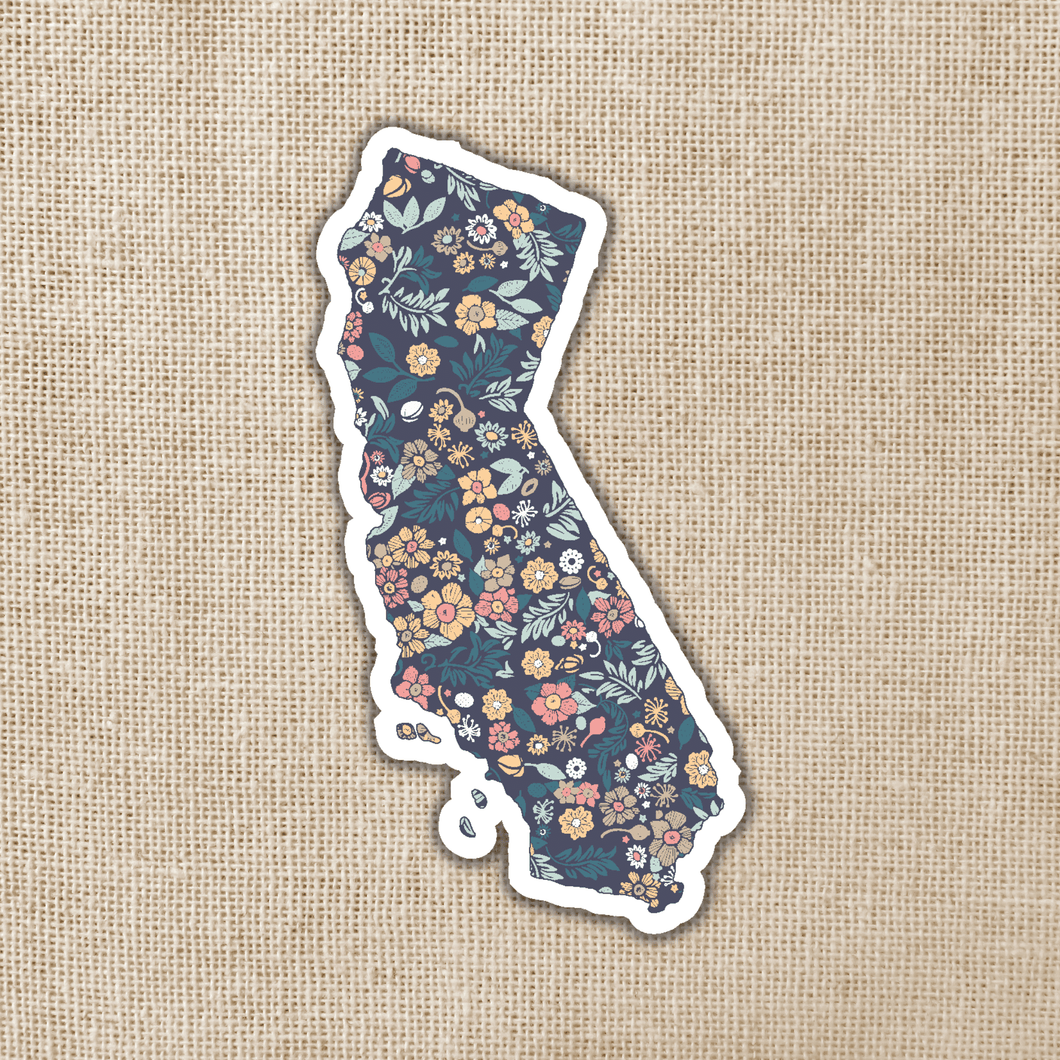 California Floral State Sticker
