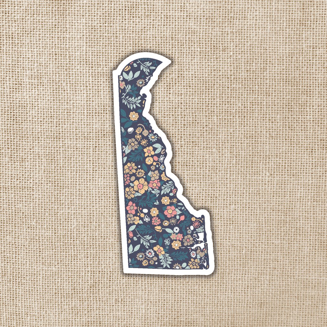 Delaware Floral State Sticker