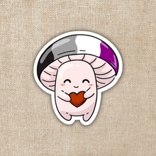 Load image into Gallery viewer, Asexual Pride Flag Mushroom Sticker
