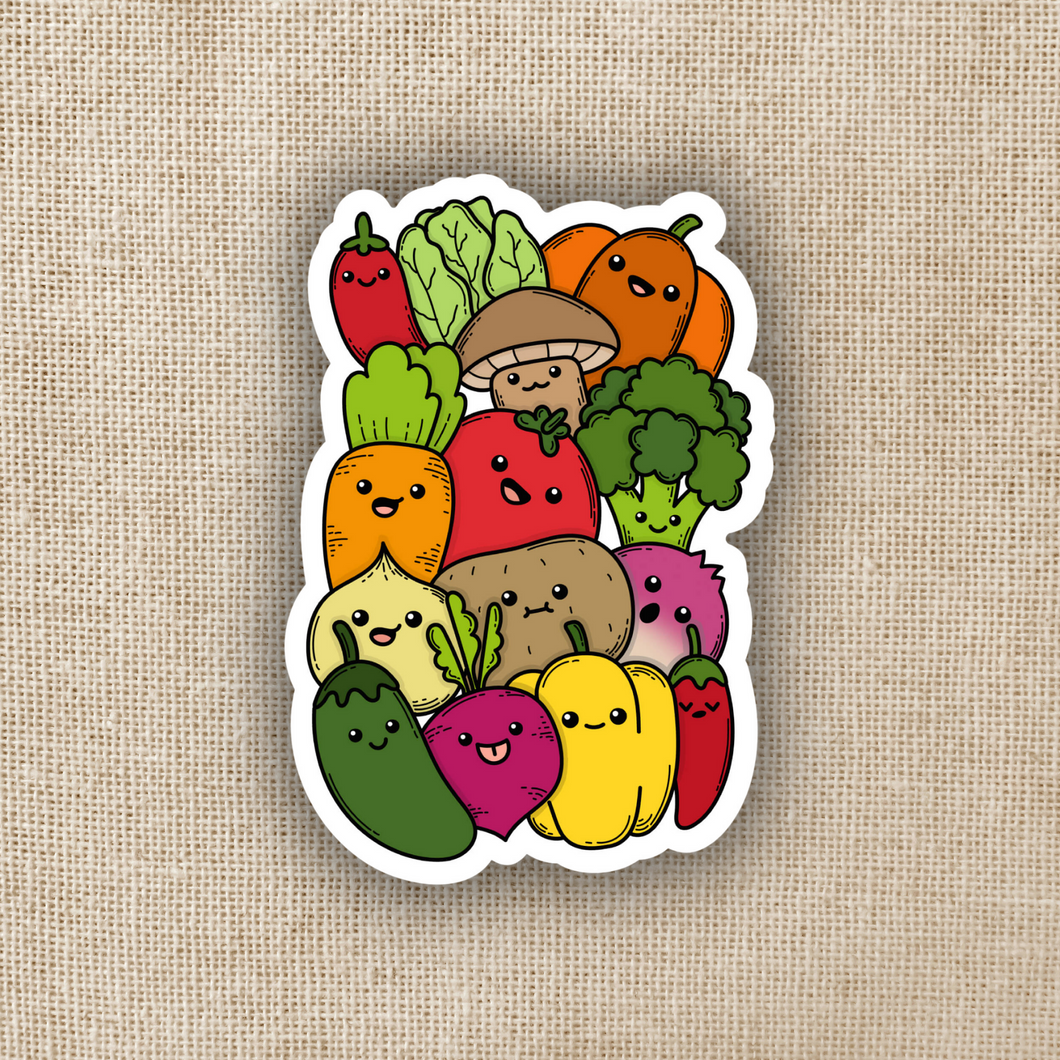 Happy Vegetables Doodle Pile Sticker