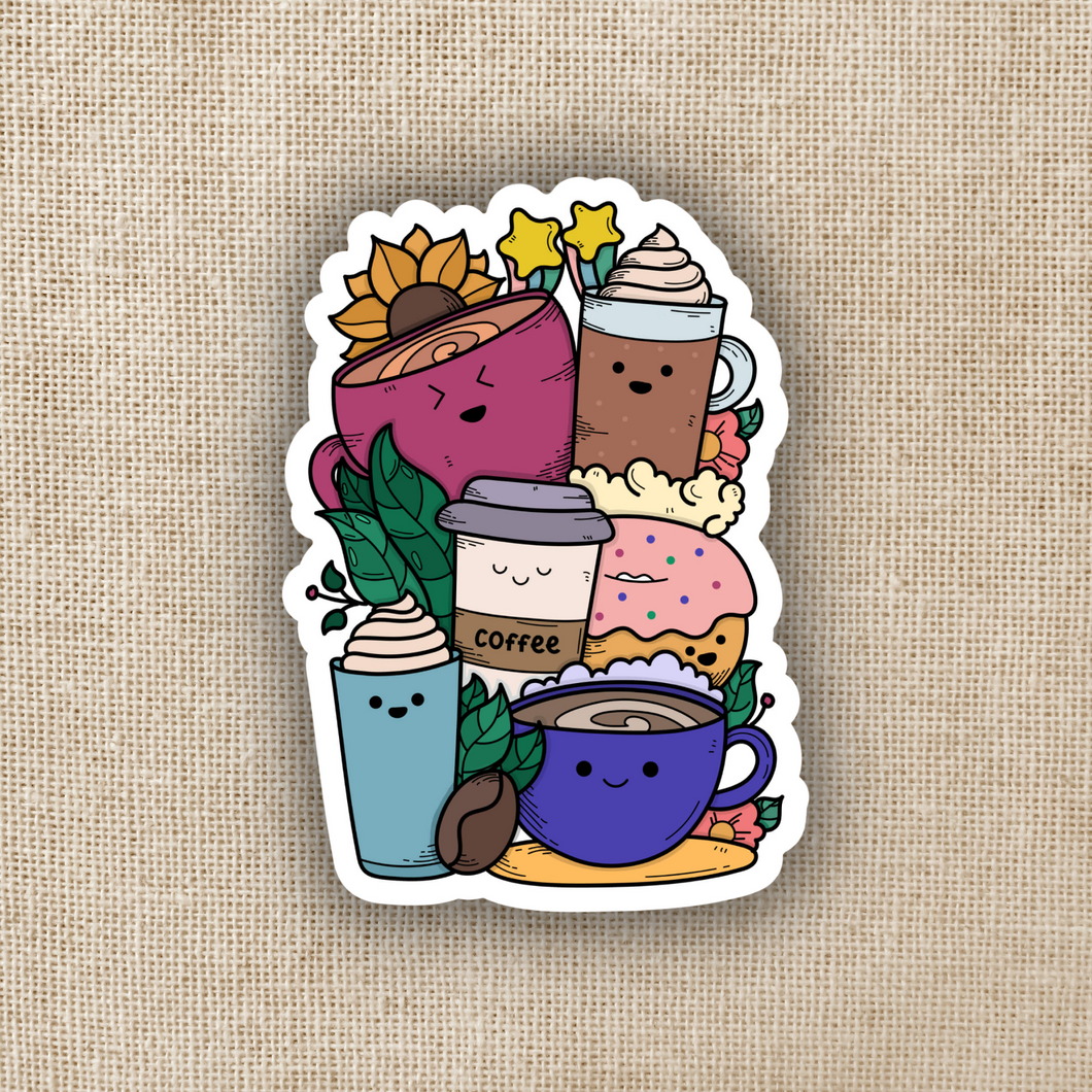 Coffee Doodle Pile Sticker