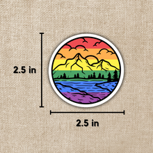 Load image into Gallery viewer, Gay Pride Mountainscape Flag Sticker
