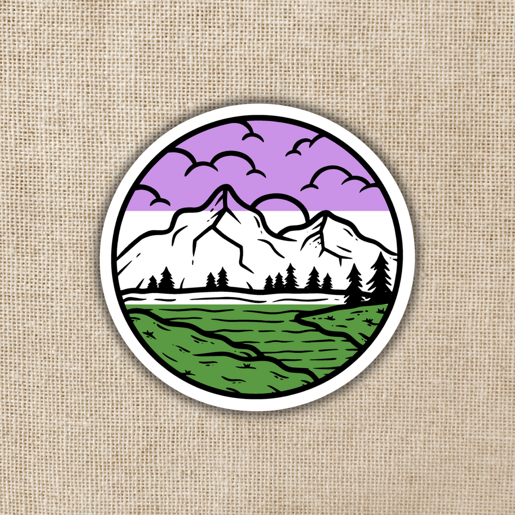 Gender Queer Pride Mountainscape Flag Sticker