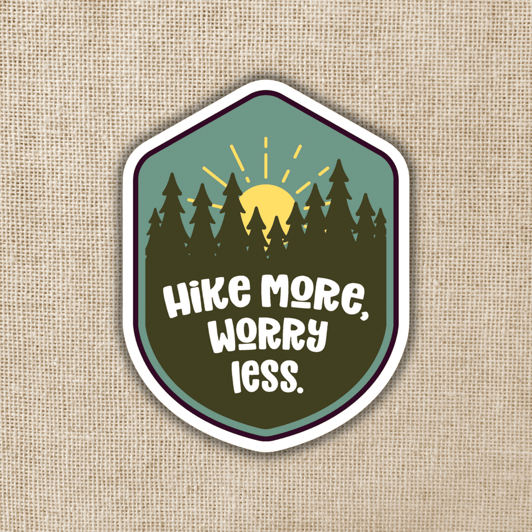 Hike More Worry Less Badge Sticker