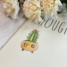 Load image into Gallery viewer, Cute Cactus in Yellow Pot Clear Sticker
