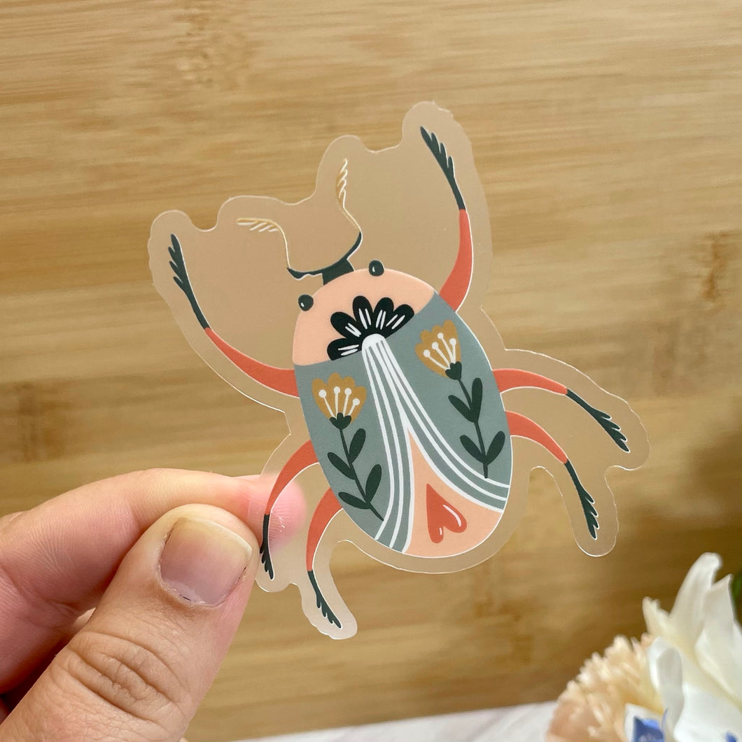 Floral Beetle Clear Sticker