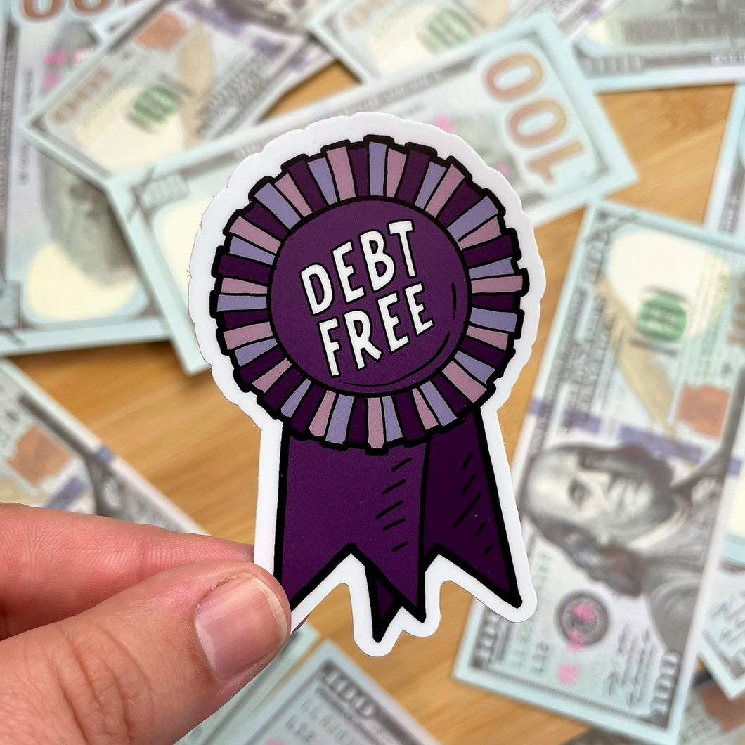 Debt Free Ribbon Sticker