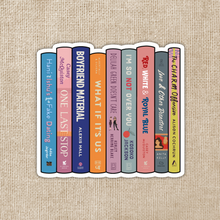 Load image into Gallery viewer, LGBTQ+ RomCom Book Stack 3-inch Sticker
