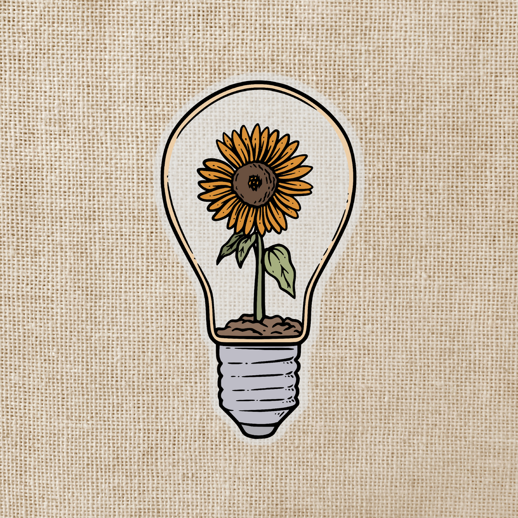 Sunflower Lightbulb Terrarium Clear Sticker