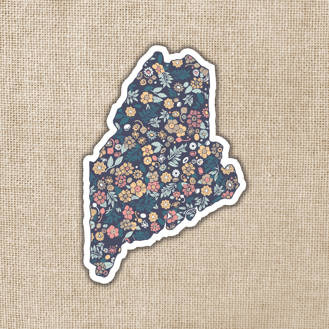 Maine Floral State Sticker