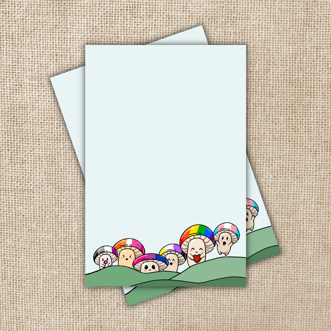 LGBTQIA+ Pride Mushroom Notepad - 4x6