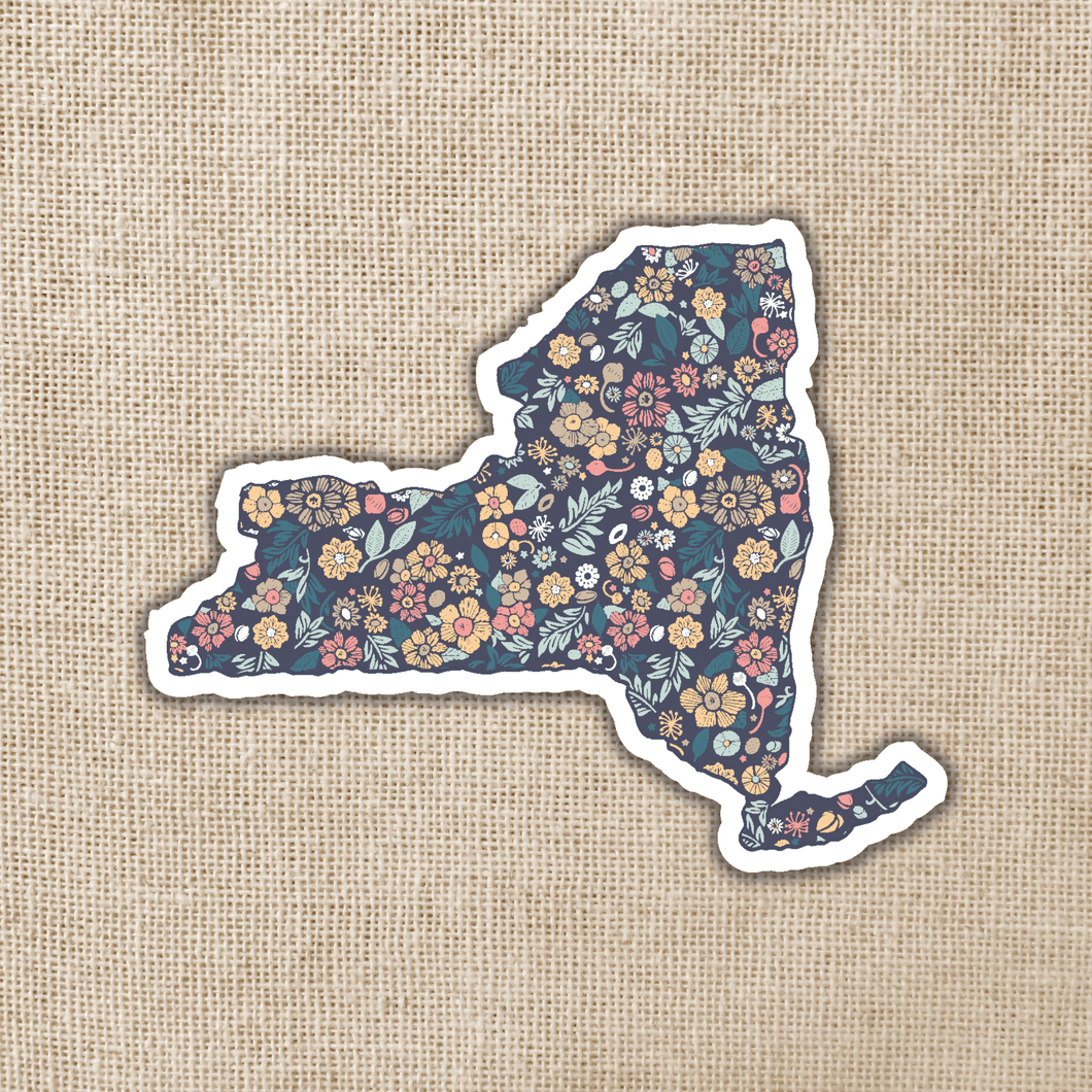 New York Floral State Sticker