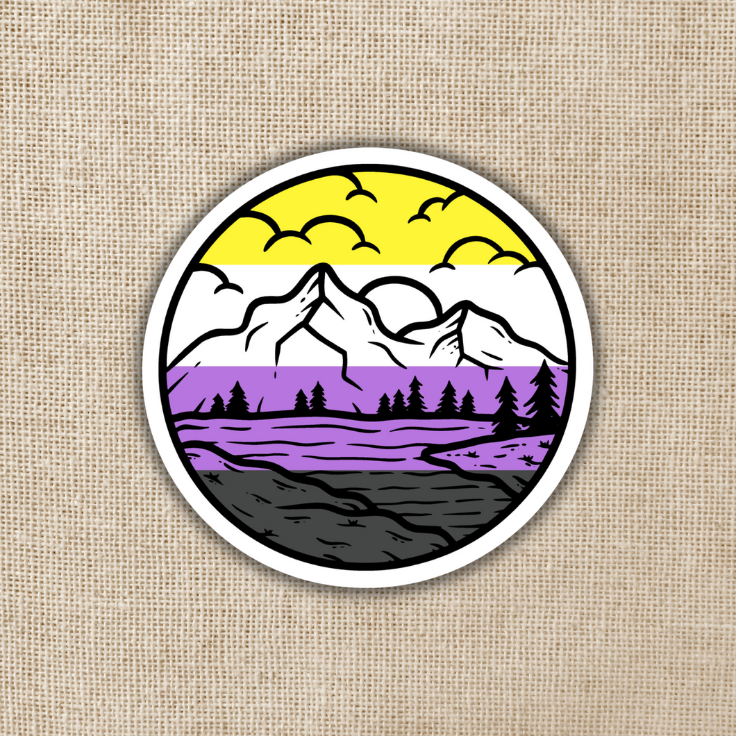 Nonbinary Pride Mountainscape Flag Sticker
