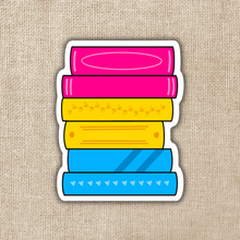 Load image into Gallery viewer, Pansexual Pride Book Stack Flag Sticker
