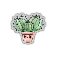 Load image into Gallery viewer, Watercolor Cactus in Clay Pot with Eyes Clear Sticker
