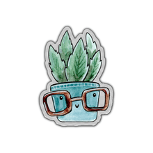 Load image into Gallery viewer, Succulent in Blue Pot with Glasses Clear Sticker

