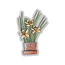 Load image into Gallery viewer, Potted Daffodils Watercolor Clear Sticker
