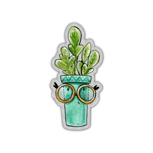 Load image into Gallery viewer, Succulent in Teal Pot with Glasses Clear Sticker
