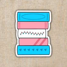 Load image into Gallery viewer, Trans Pride Book Stack Flag Sticker
