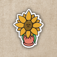 Load image into Gallery viewer, Happy Potted Sunflower Doodle Sticker
