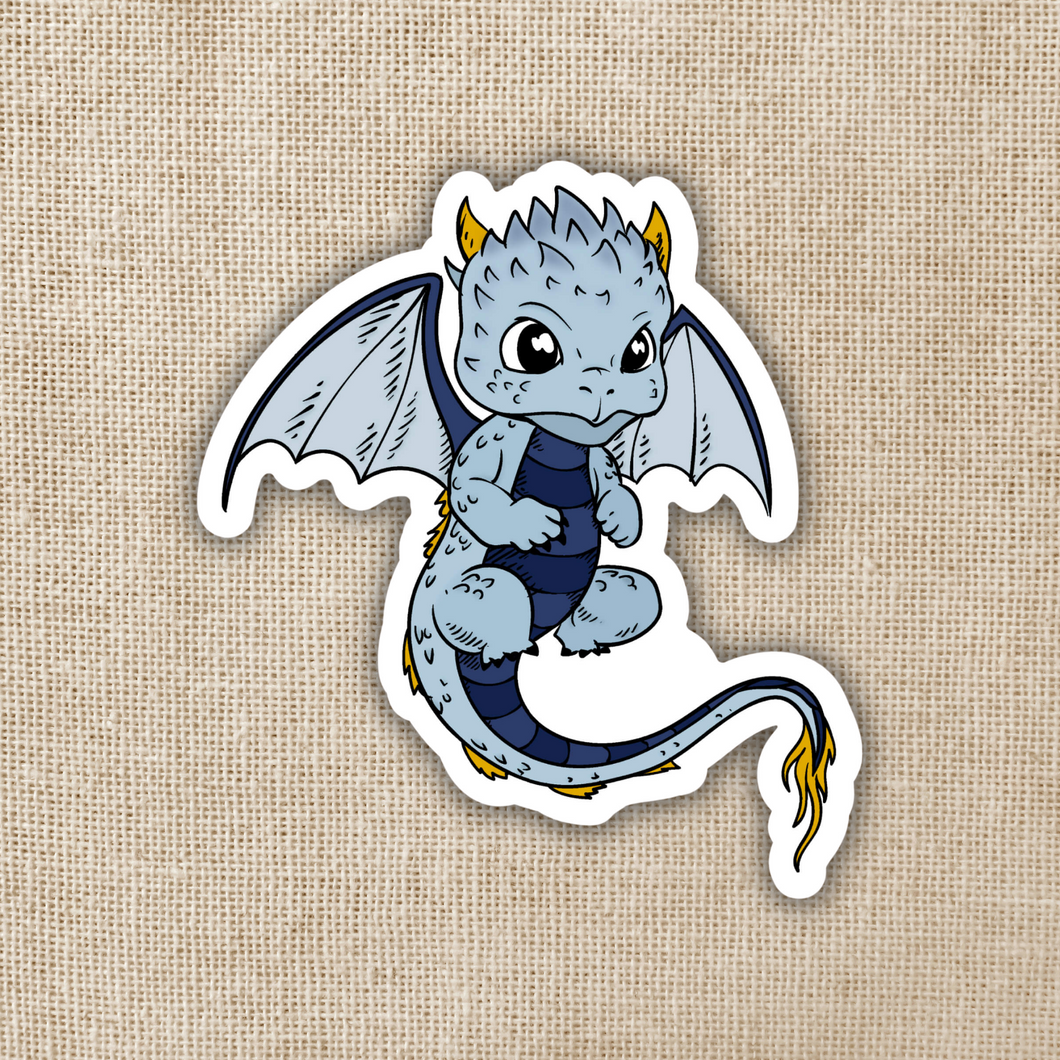 Blue Flying Baby Dragon Sticker