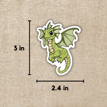 Load image into Gallery viewer, Young Green Flying Dragon Sticker
